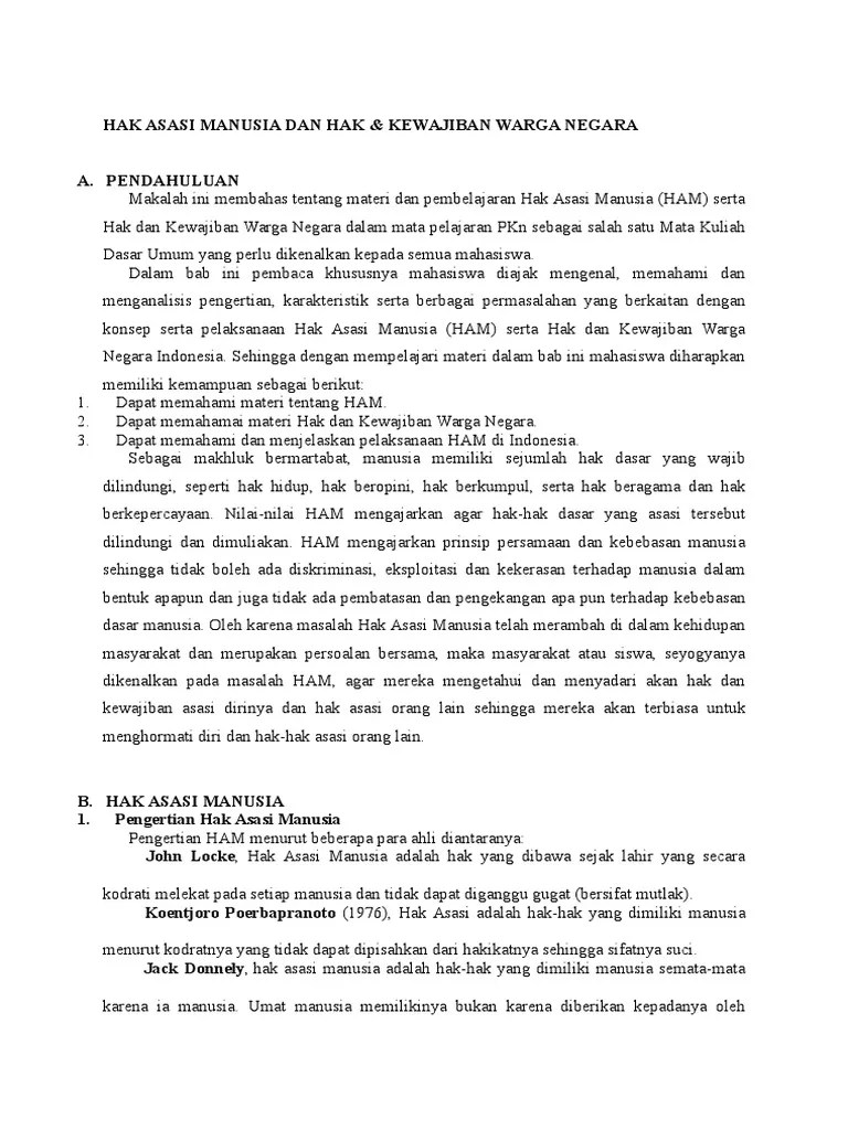 Hak Asasi Manusia Dan Kewajiban Warga Negara | PDF