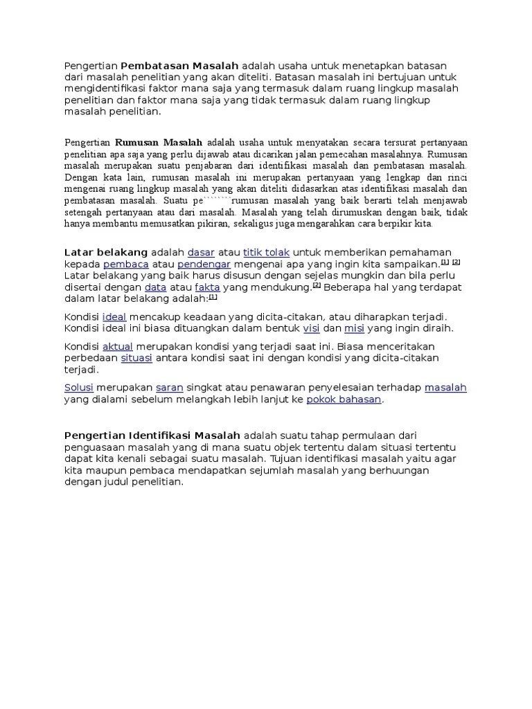 Pengertian Pembatasan Masalah Rumusan Masalah | PDF