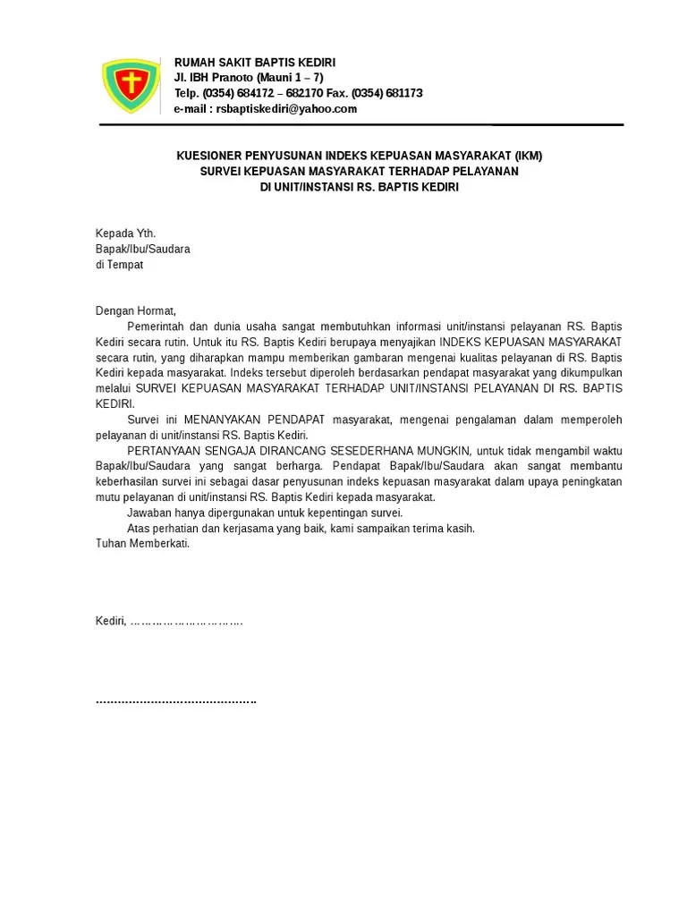 Kuesioner Kepuasan Pasien - rumah sakit baptis kediri