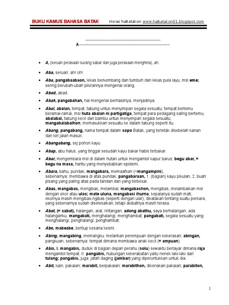 Kamus Bahasa Batak Toba | PDF