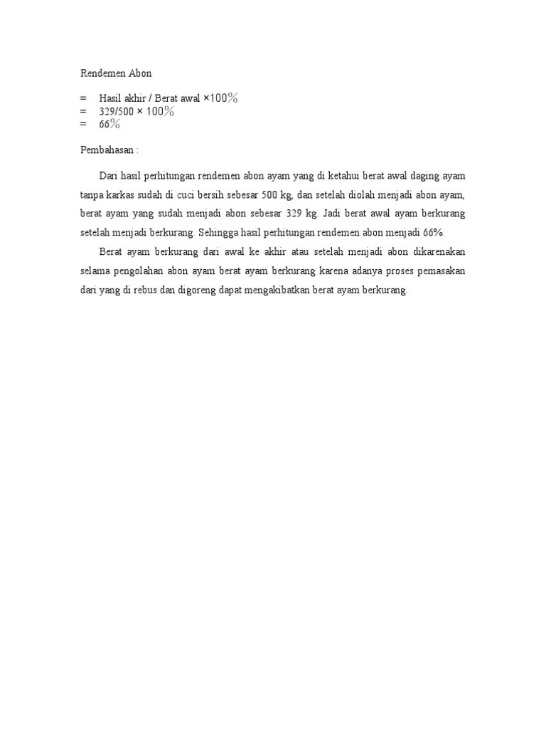 Rendemen Abon | PDF