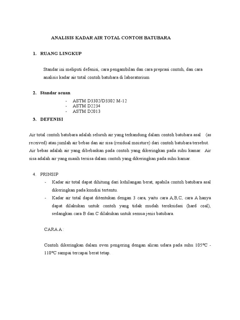 Contoh Laporan Analisa Batubara