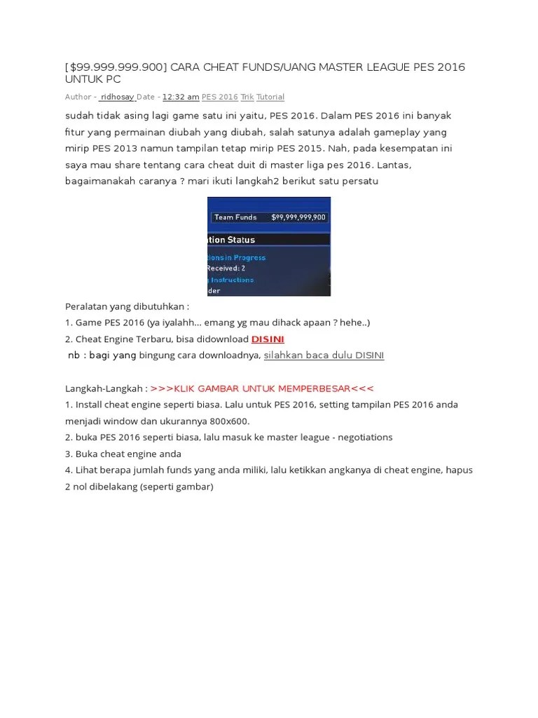 Tips Dan Trik Pes 2016