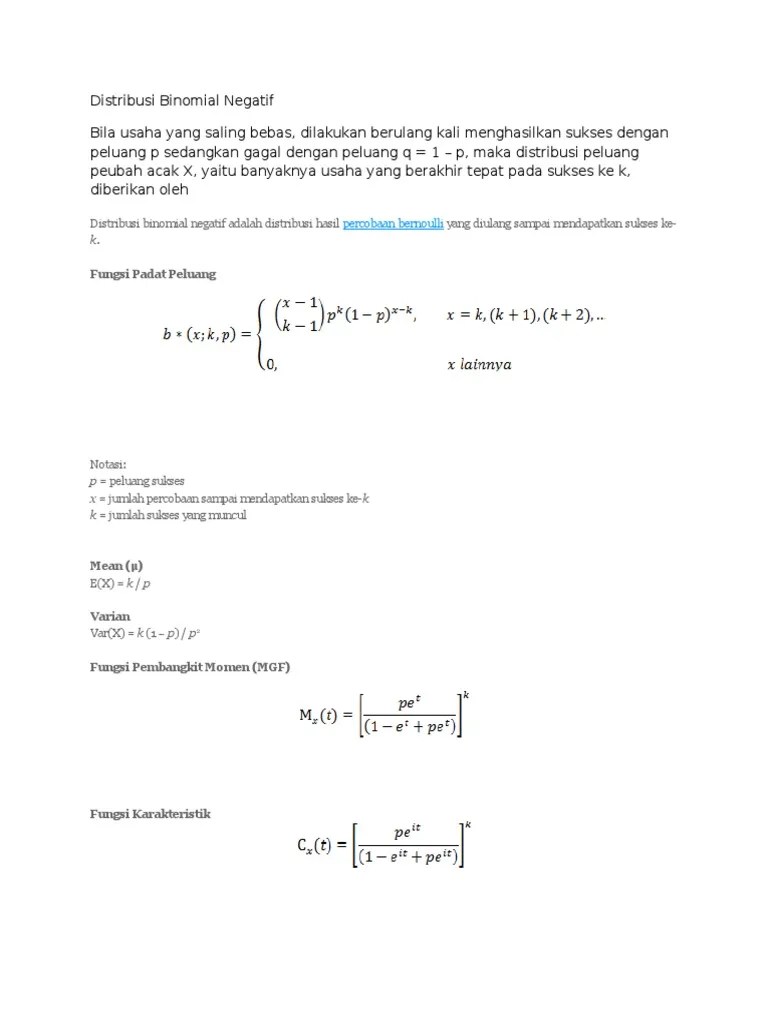 Distribusi Binomial Negatif | PDF