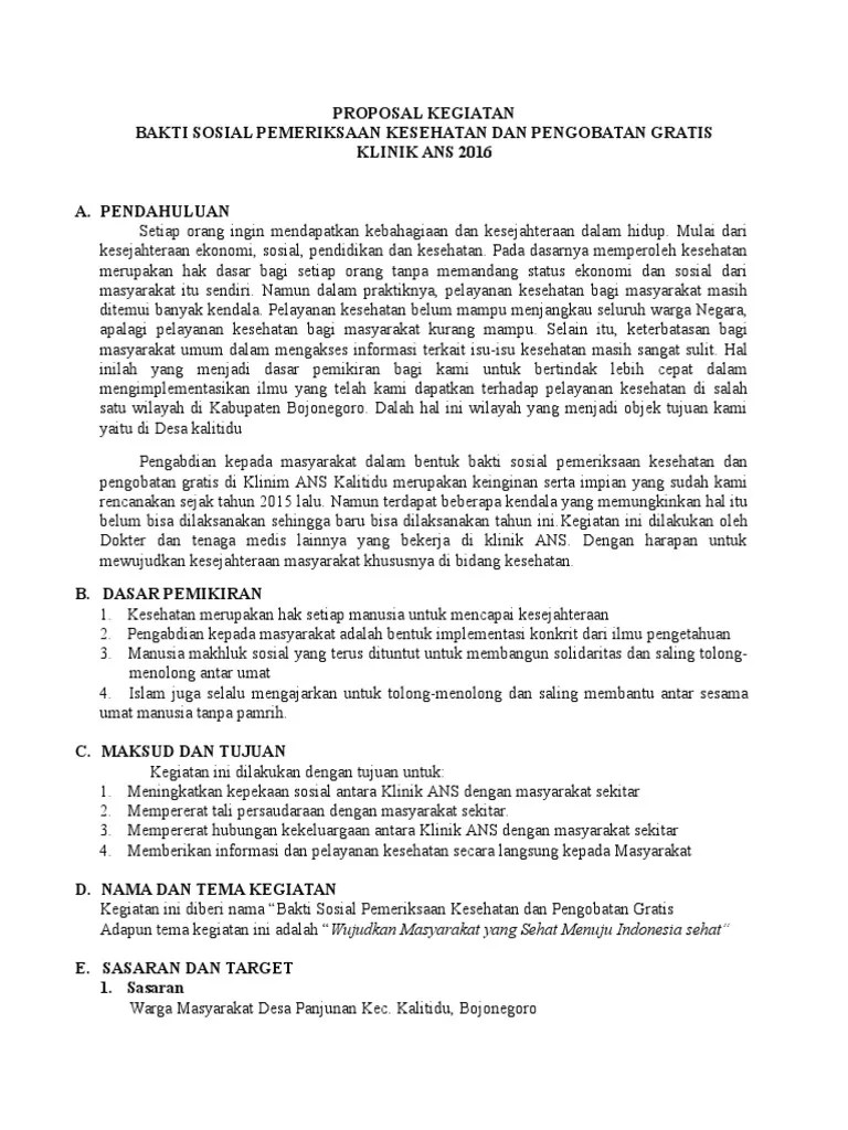 Contoh Proposal Kegiatan Bakti Sosial Kesehatan - Contoh Resource