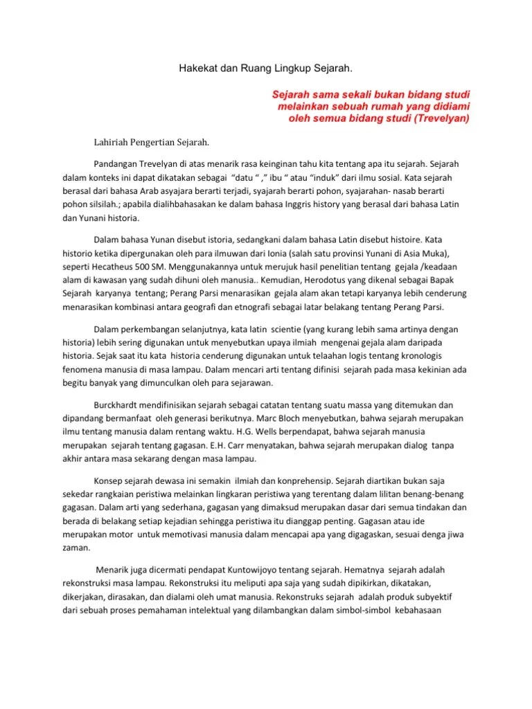 Hakekat Dan Ruang Lingkup Sejarah | PDF