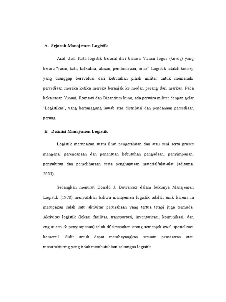 Manajemen Logistik | PDF