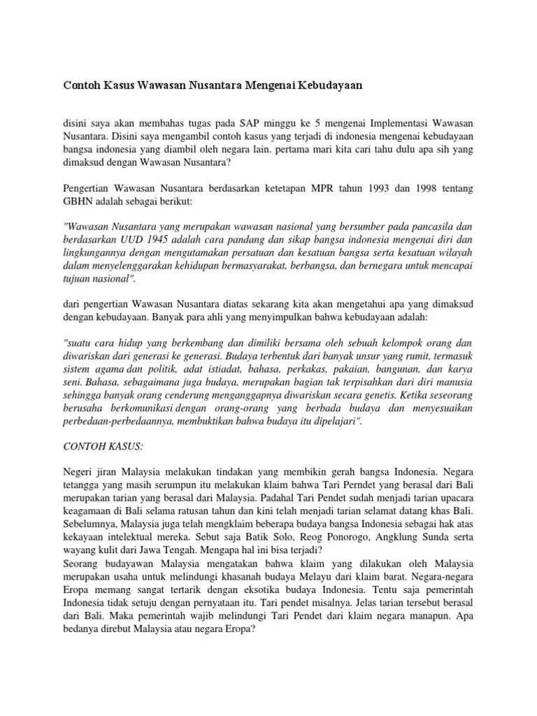 Contoh Kasus Wawasan Nusantara Mengenai Kebudayaan | PDF