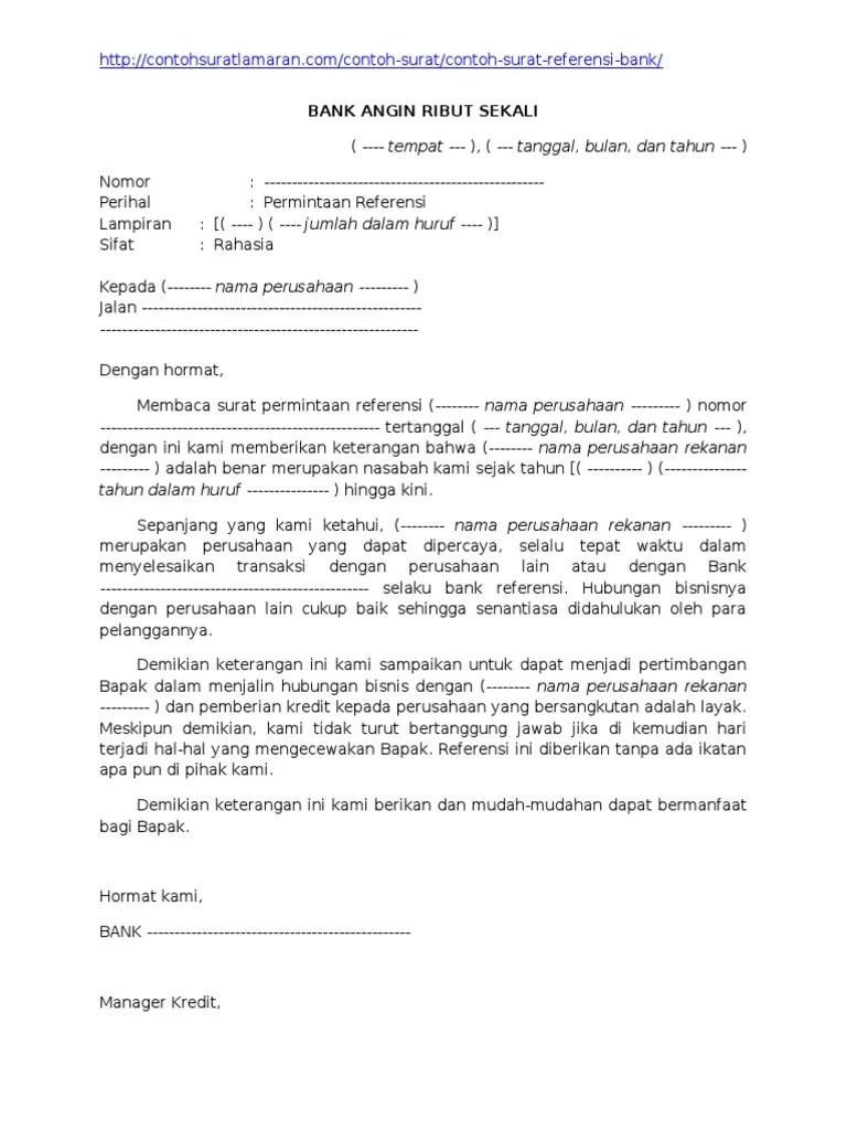 Contoh Surat Referensi Bank | PDF