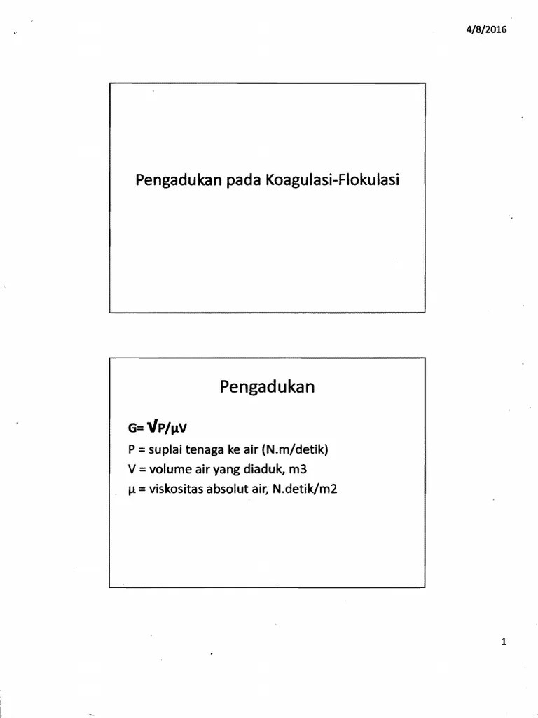 Pengadukan Pada Koagulasi - Flokulasi | PDF