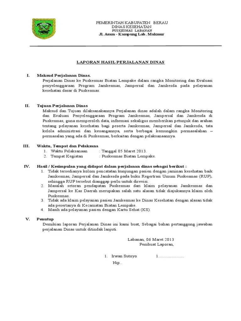 Contoh Laporan Perjalanan Bisnis