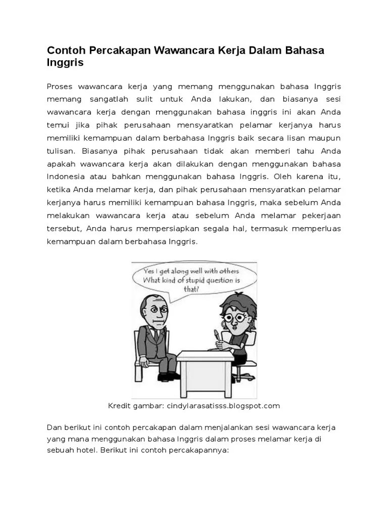Contoh Percakapan Job Interview Dalam Bahasa Inggris - Temukan Contoh