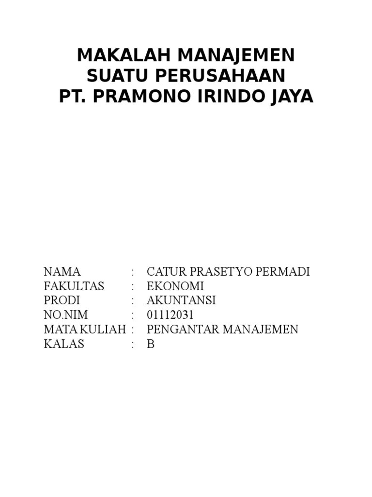 Makalah Manajemen Suatu Perusahaan | PDF