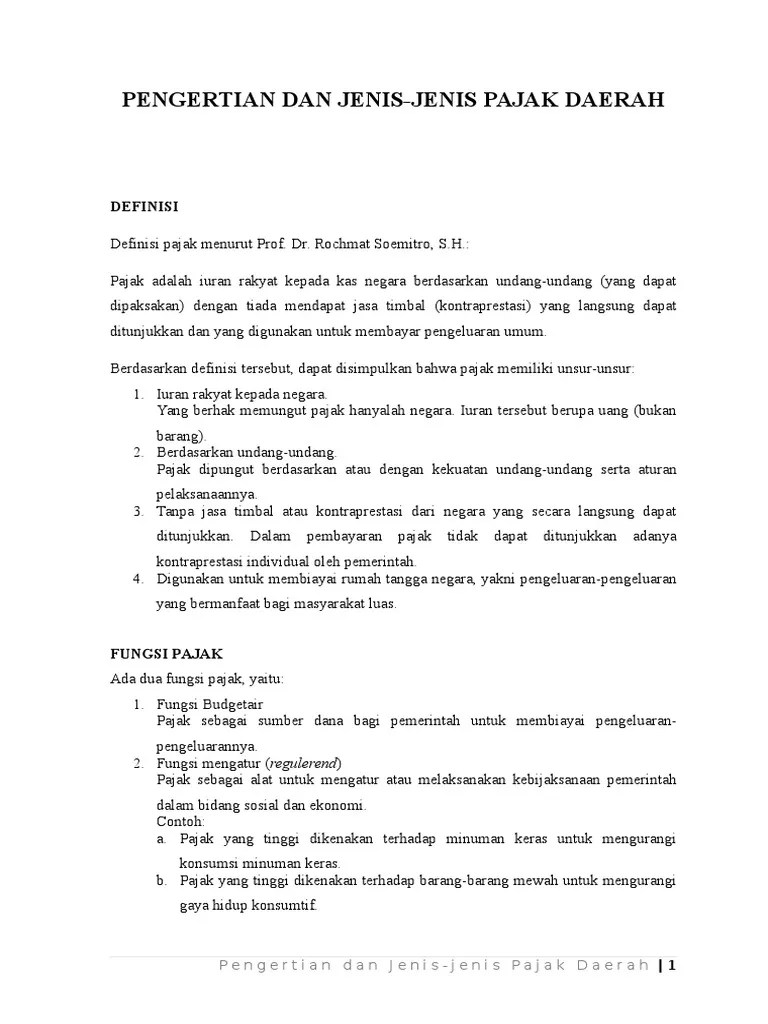 Pengertian Dan Jenis-Jenis Pajak Daerah | PDF