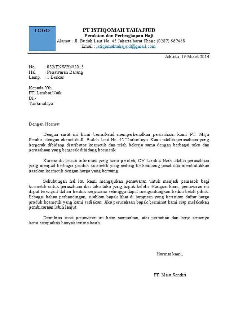 Contoh Surat Penawaran Kerjasama Dibidang Retail - Nusagates