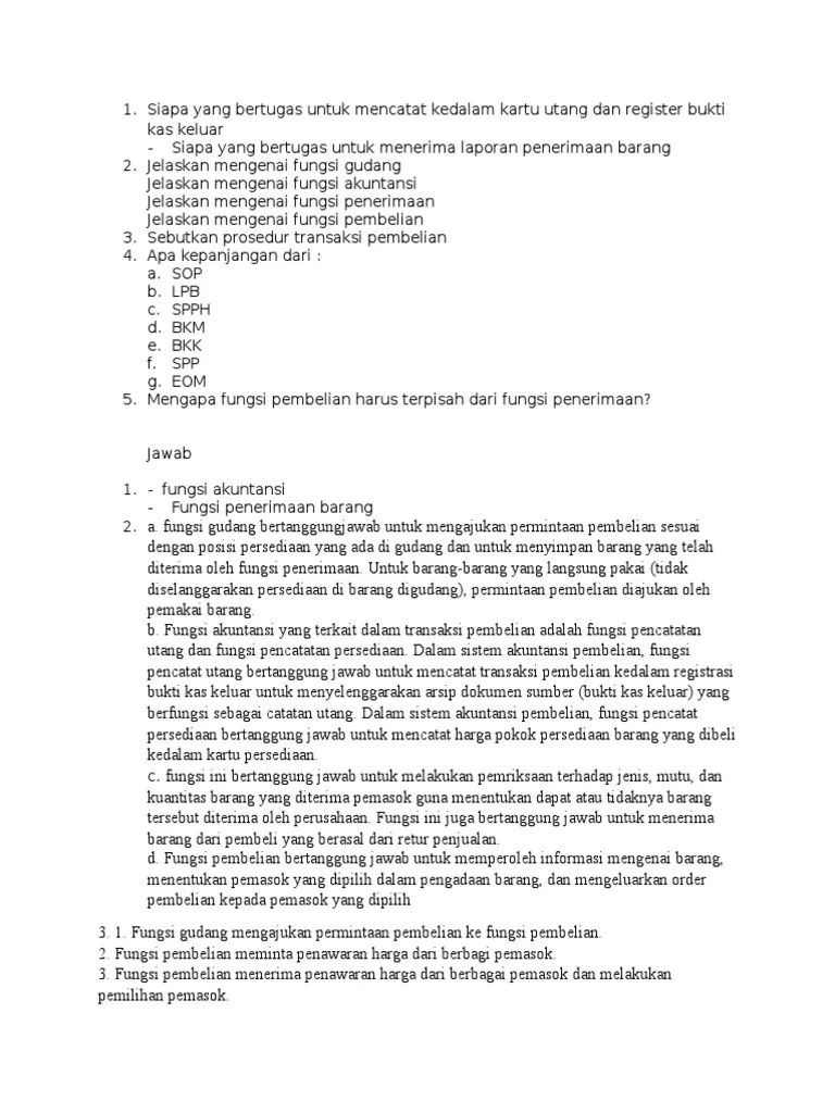 Soal Ulangan Harian Adm. Pembelian X Akuntansi | PDF