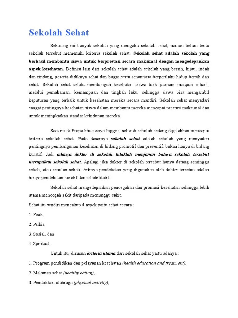 Makalah Pengertian Sekolah Sehat