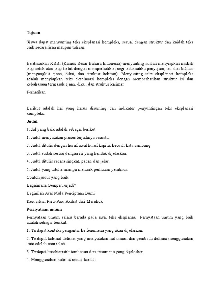 Menyunting Teks Eksplanasi | PDF