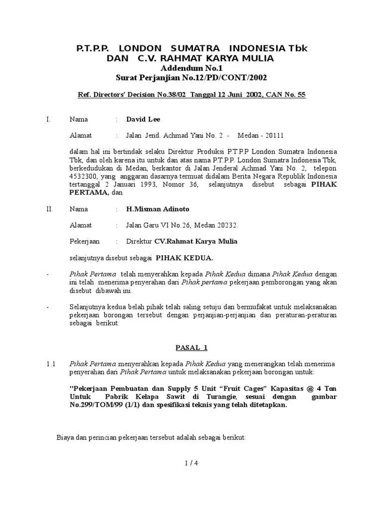 Documents - Tips Contoh Adendum Kontrak | PDF