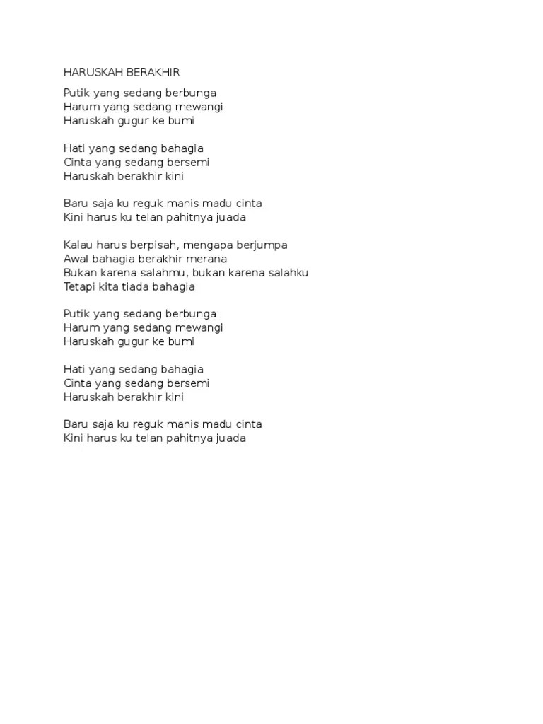 Lirik Lagu Haruskah Berakhir