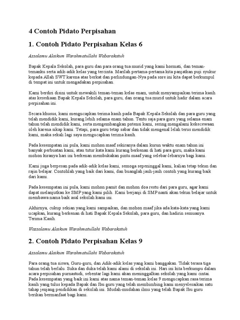 Contoh Pidato Perpisahan Kelas 9 Perwakilan Kelas 8 - Mosaicone