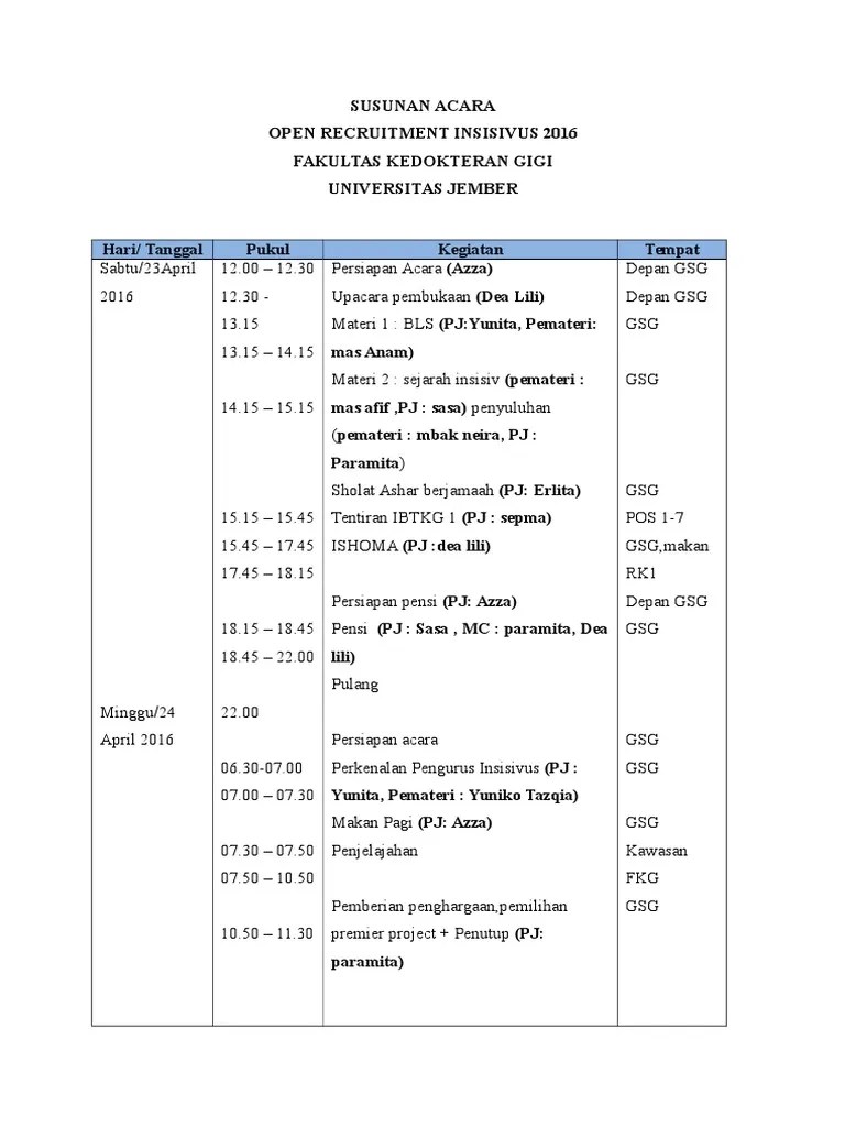 1 Susunan Acara + PJ | PDF