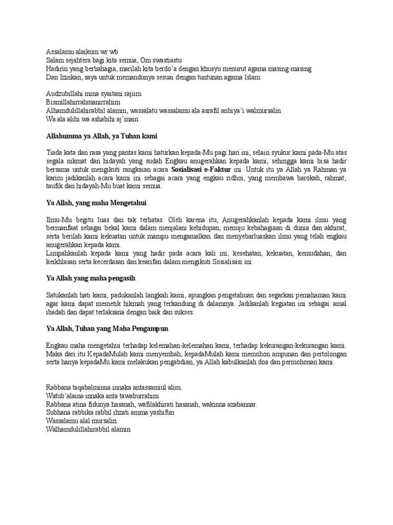 Contoh Doa Kegiatan Sosialisasi | PDF