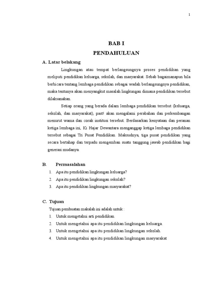Makalah Pendidikan Lingkungan Keluarga, Sekolah, Dan Masyarakat | PDF