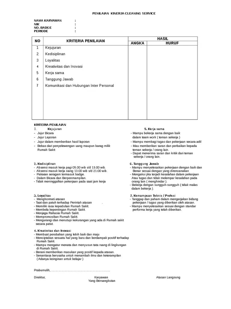 Kriteria Penilaian | PDF