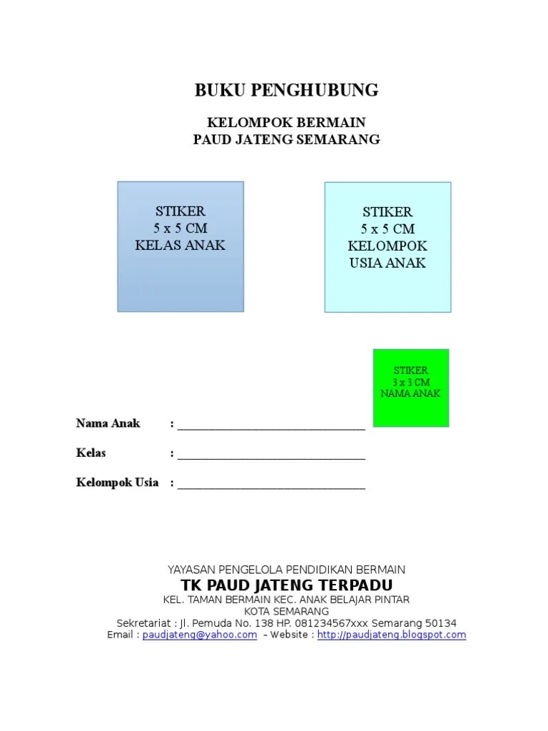 C.17 Buku Penghubung Paud TK KB Tpa SPS | PDF