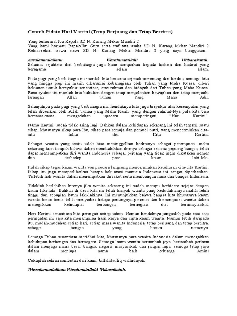 Pidato Hari Ibu Kartini 2021