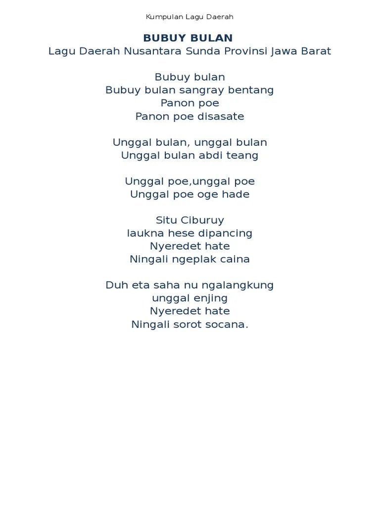 Lirik Lagu Bubuy Bulan Dalam Bahasa Indonesia