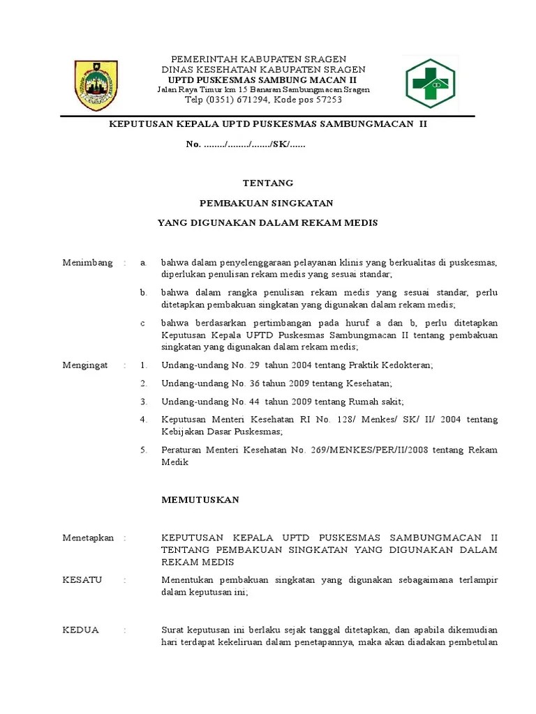 8.4.1.3 SK Pembakuan Singkatan | PDF