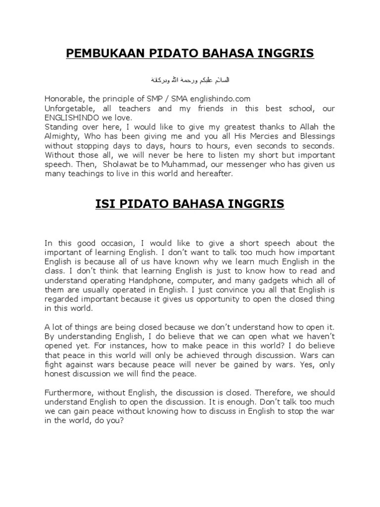 Contoh Pidato Bahasa Inggris Tentang Pemuda - Kumpulan Contoh Terbaru