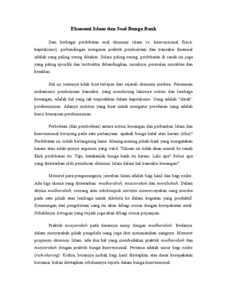 Ekonomi Islam Dan Soal Bunga Bank | PDF
