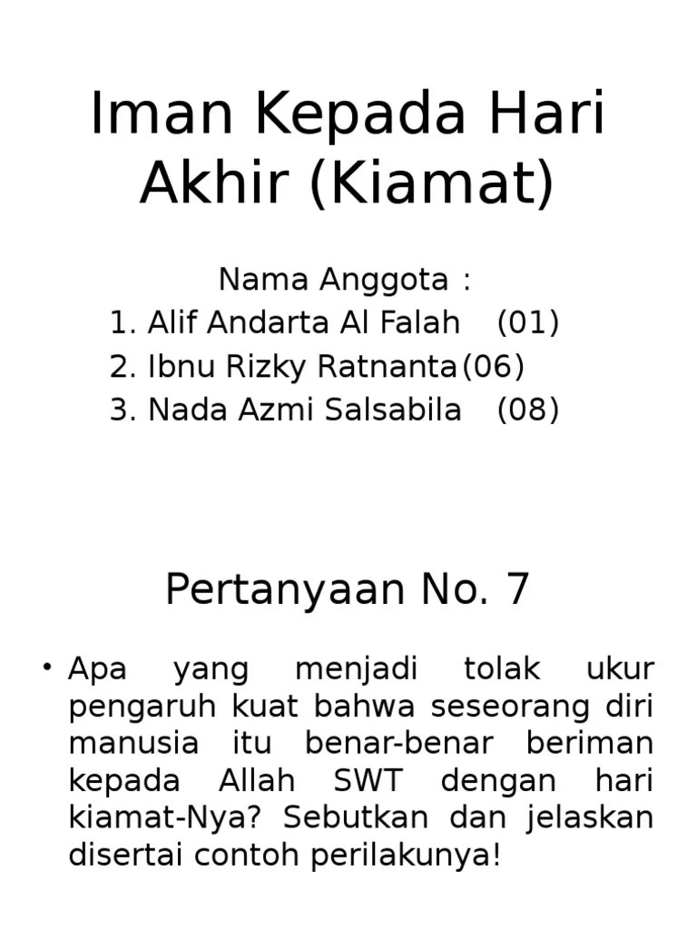 Iman Kepada Hari Akhir (Kiamat) | PDF