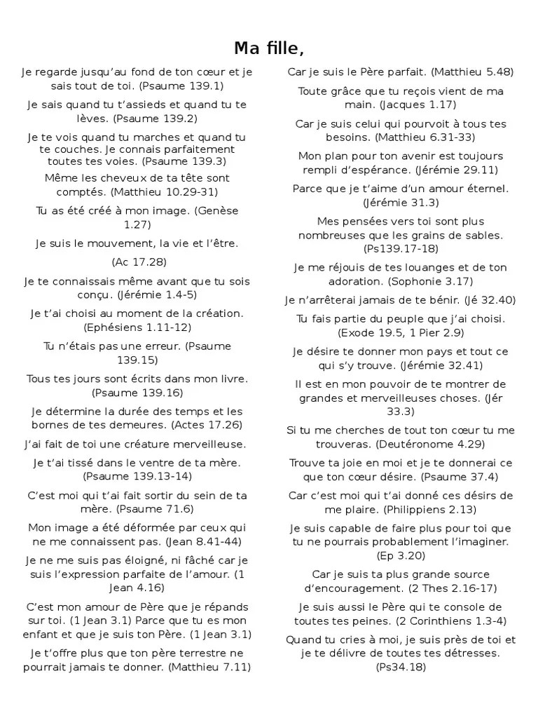 Lettre D&rsquo;amour Du Père À Sa Fille | PDF | Bible | Textes religieux