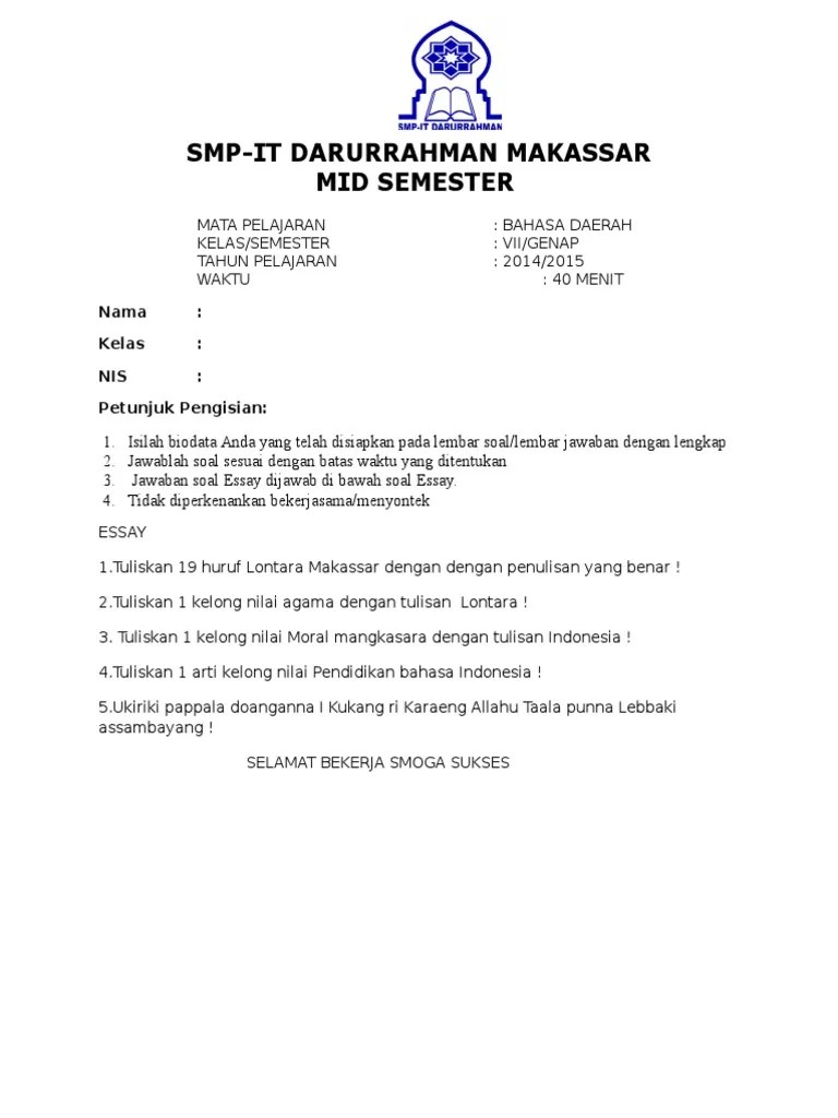 Soal Bahasa Daerah Mid Kls Vii | PDF