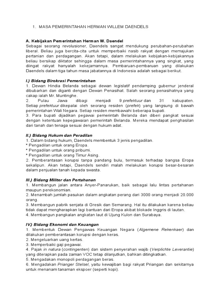 Masa Pemerintahan Herman Willem Daendels | PDF