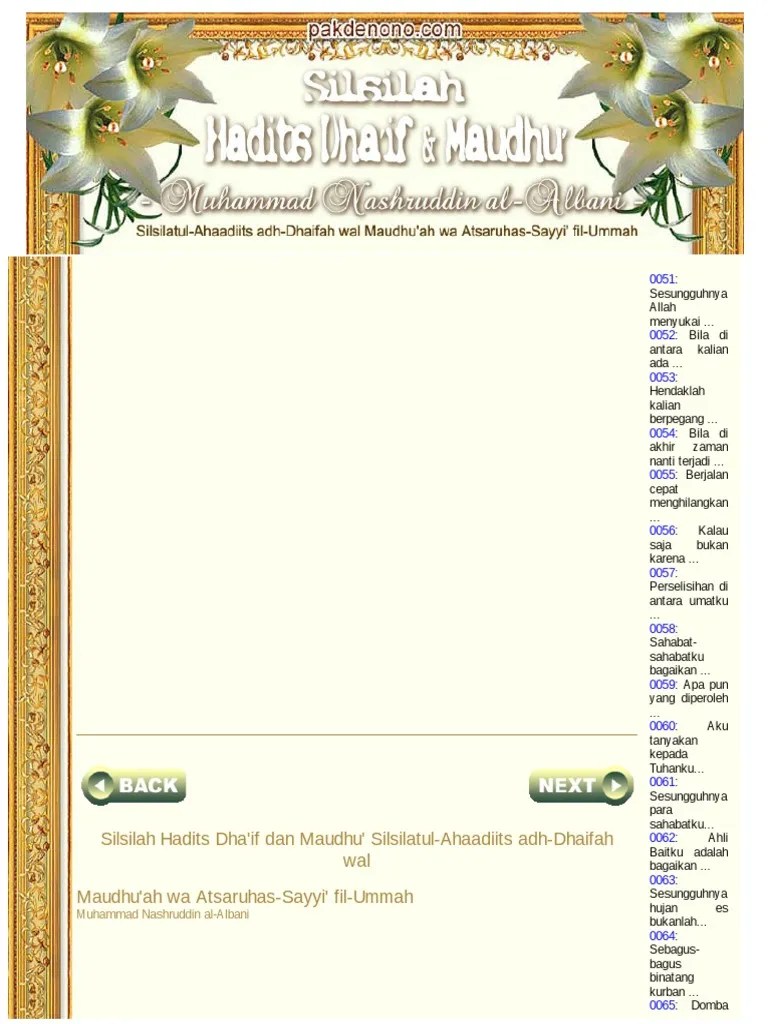 Silsilah Hadits Dhaif Dan Maudhu | PDF