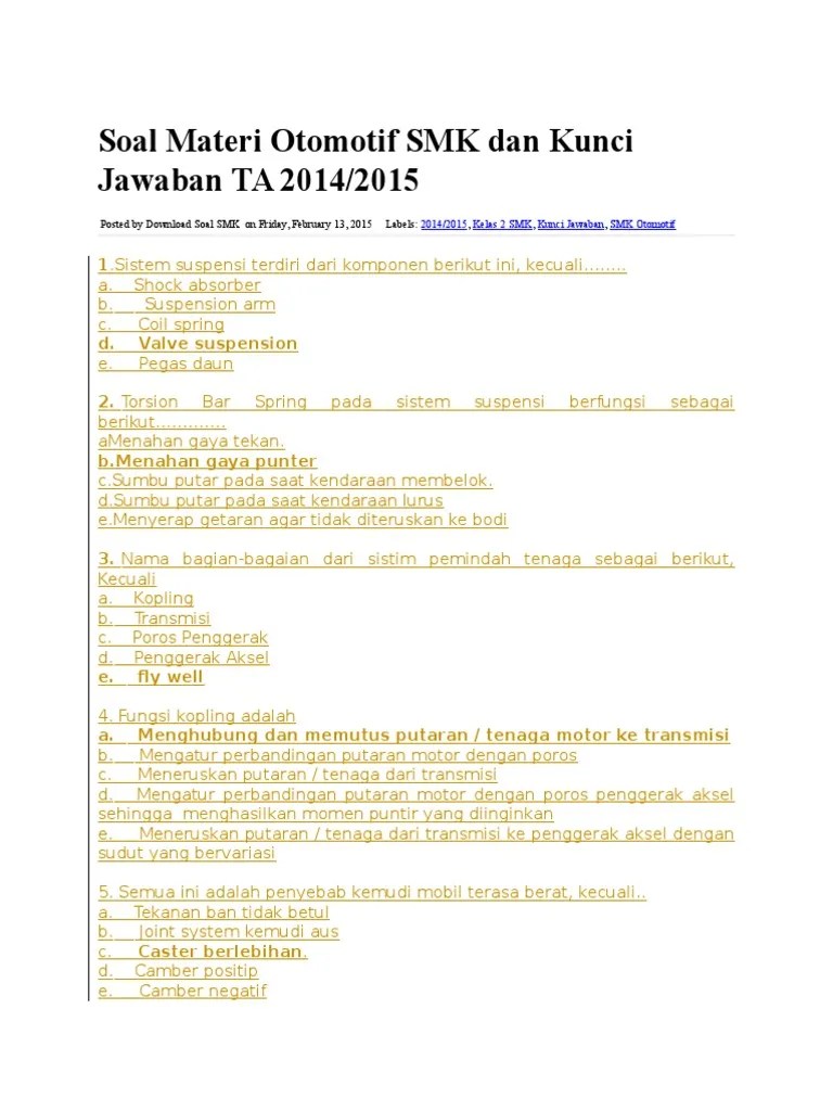Contoh Soal Dan Jawaban Sistem Starter Sepeda Motor - Contoh Soal Terbaru