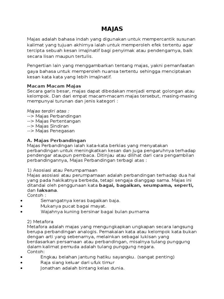 Macam Macam Majas Bahasa Jawa – Lakaran