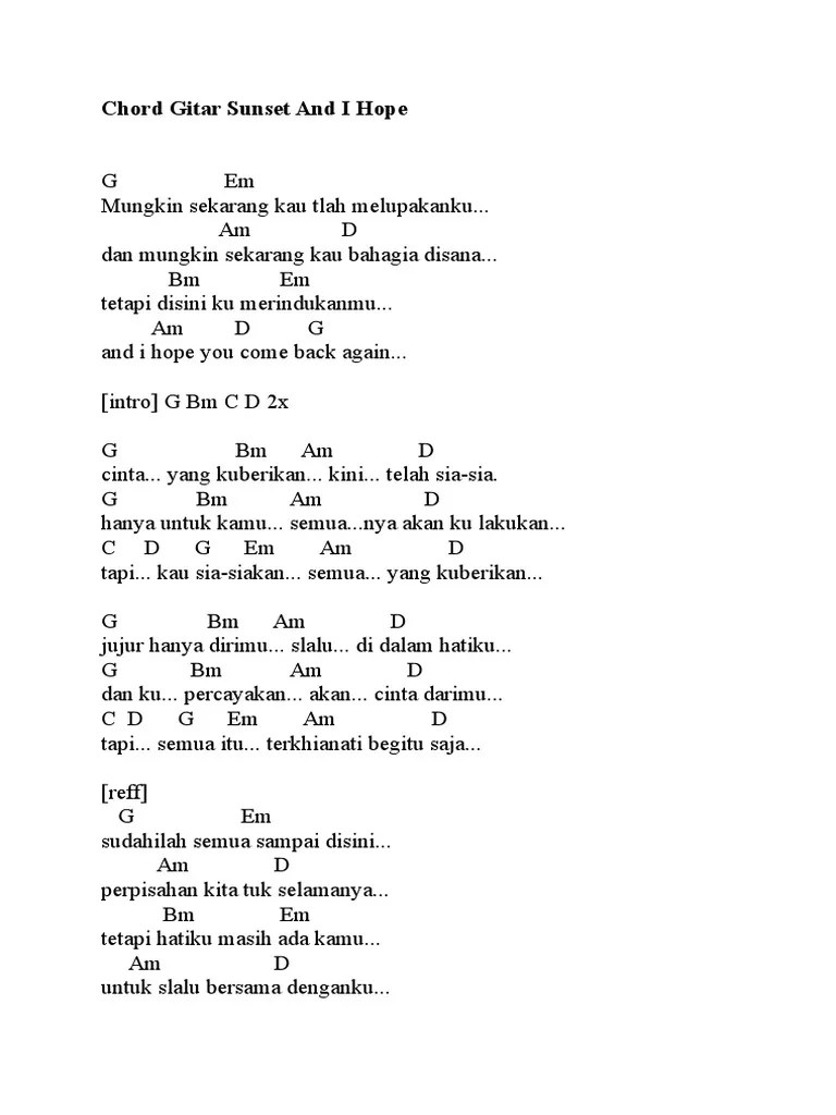 Chord Gitar Sunset and I Hope | PDF