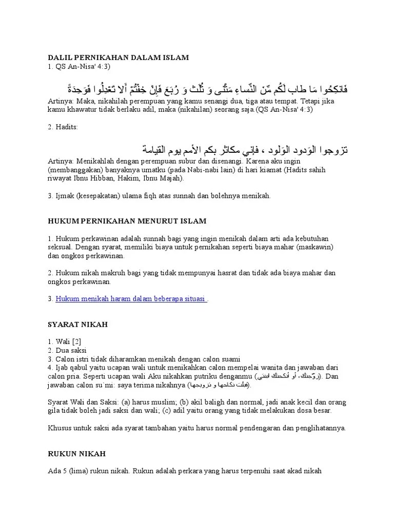 Akad Nikah Bahasa Arab Yang Benar Nu