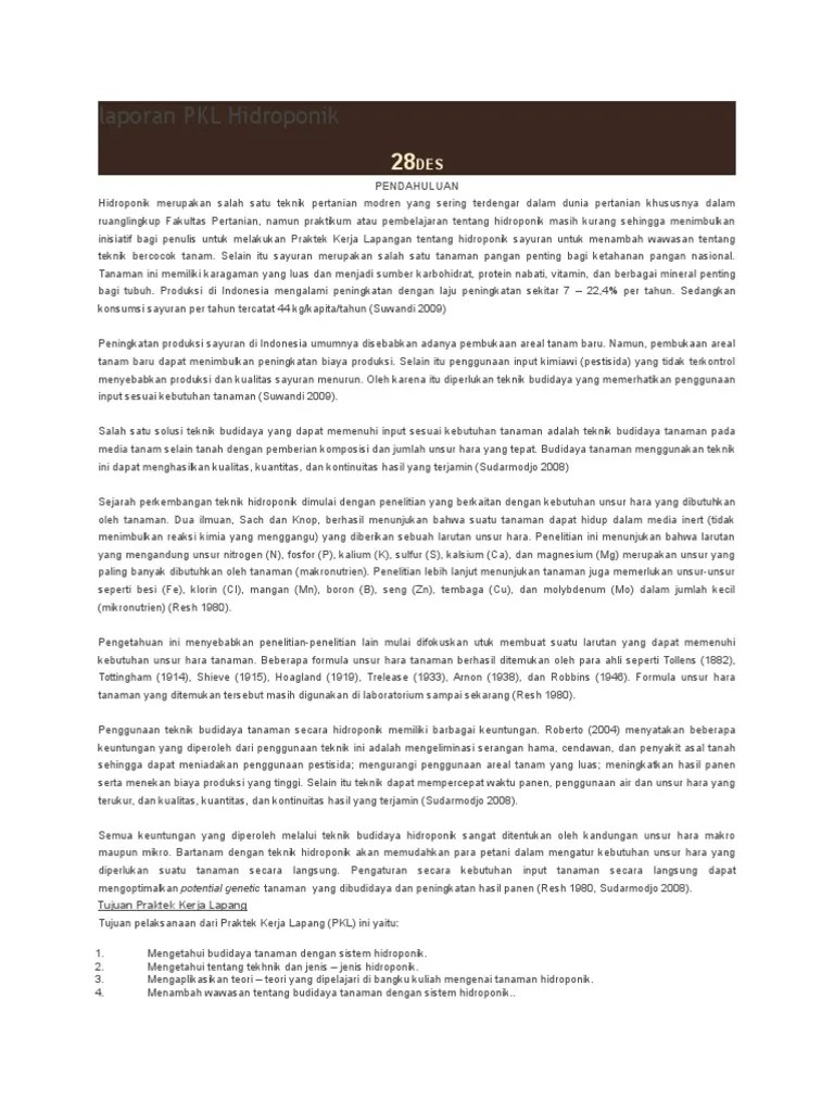 Laporan PKL Hidroponik | PDF