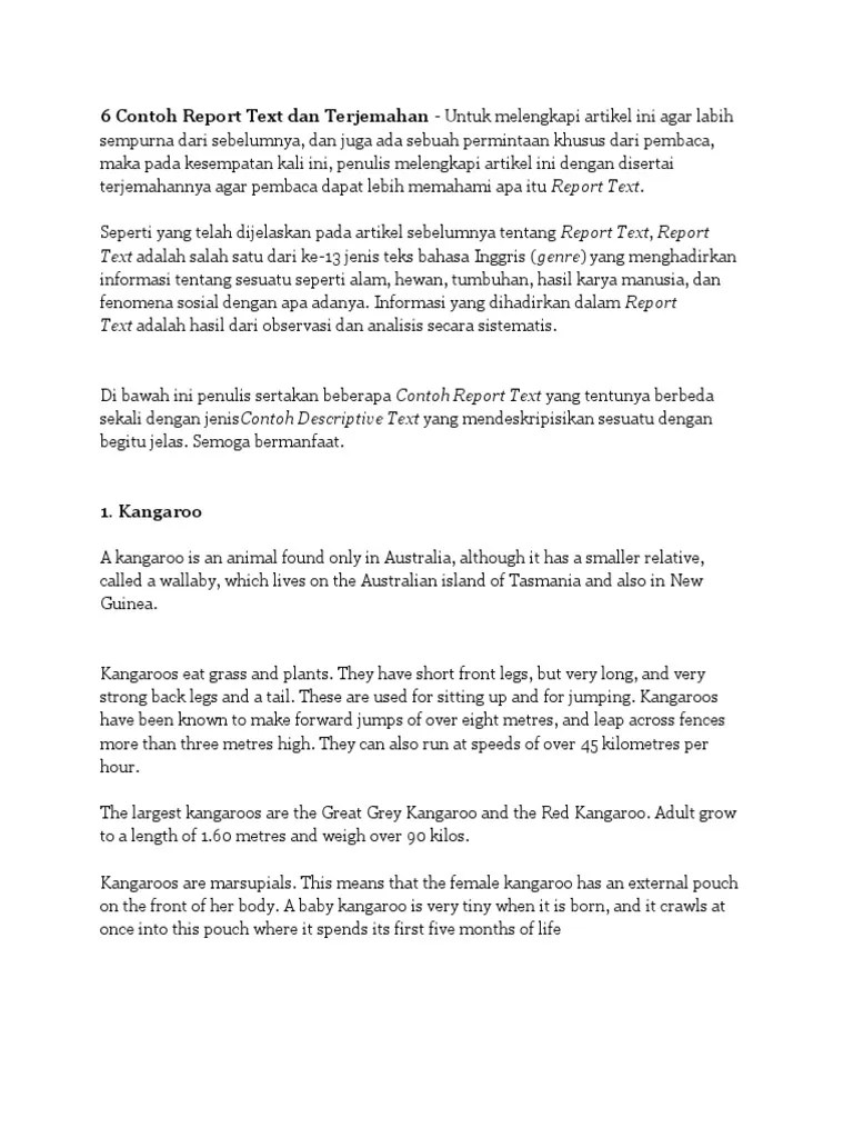 6 Contoh Report Text Dan Terjemahan | PDF | Komodo | Jaguar