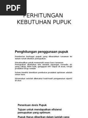 Perhitungan Kebutuhan Pupuk | PDF