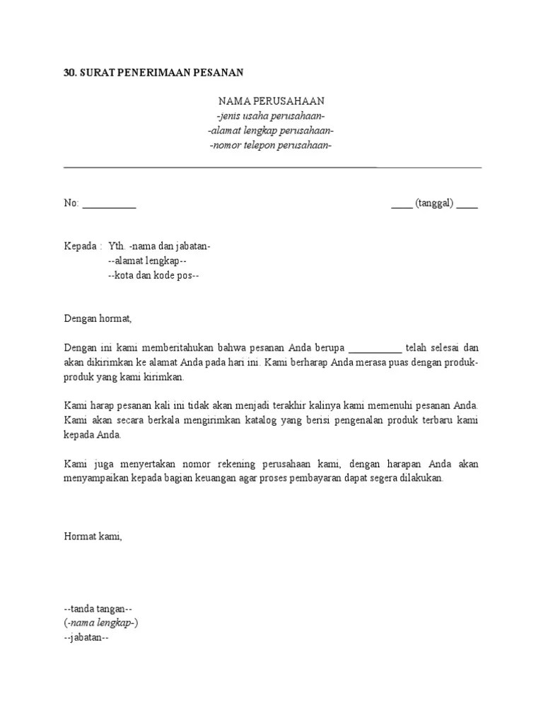 Surat Penerimaan Pesanan | PDF