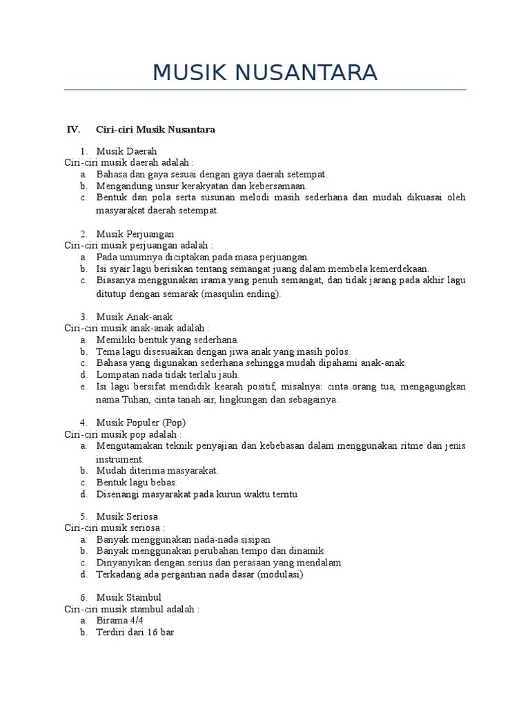 Ciri2 Musik Nusantara | PDF