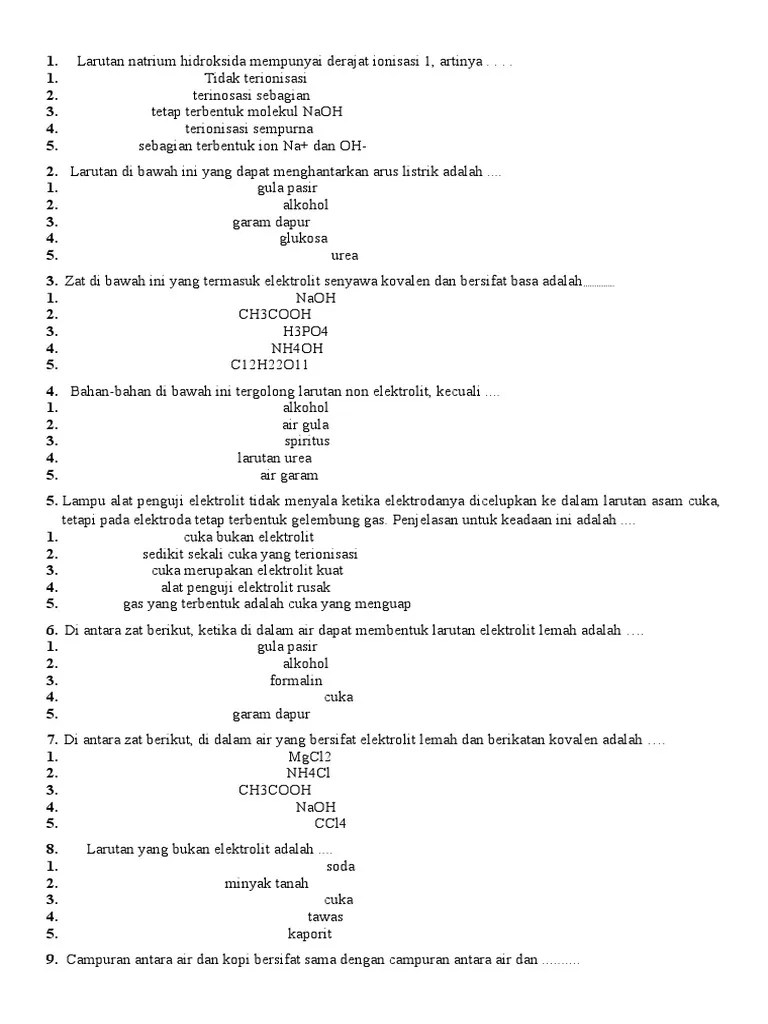 Soal Elektrolit | PDF